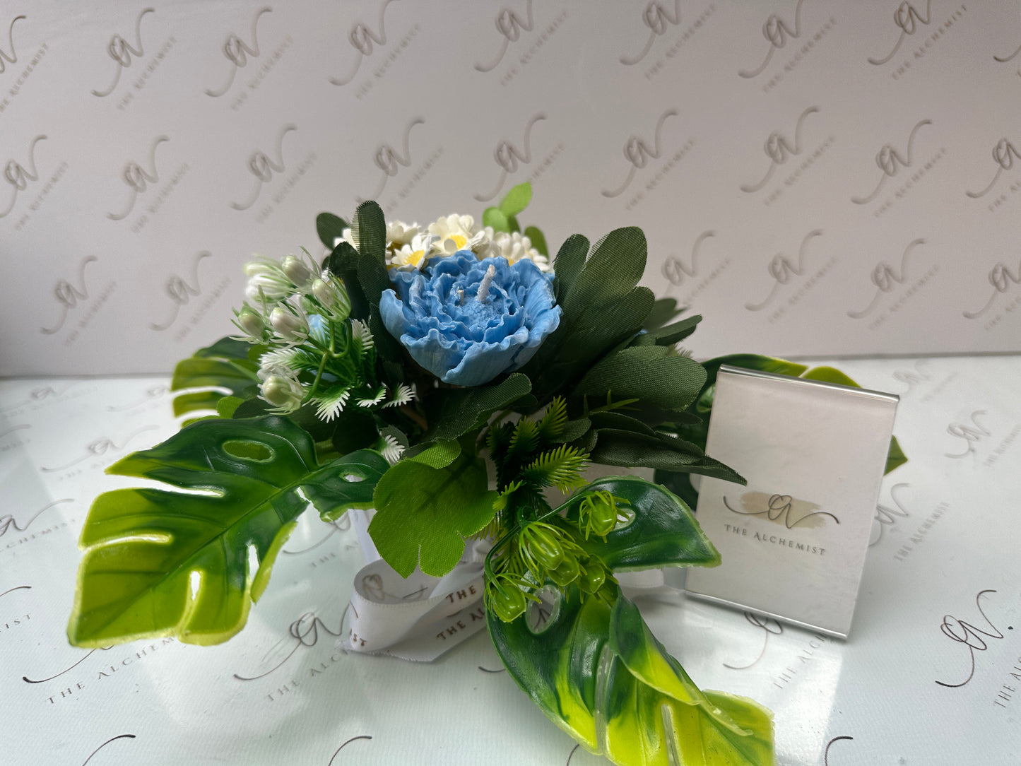 5 Flowers Bouquet - green leaves- by the Alchemist
