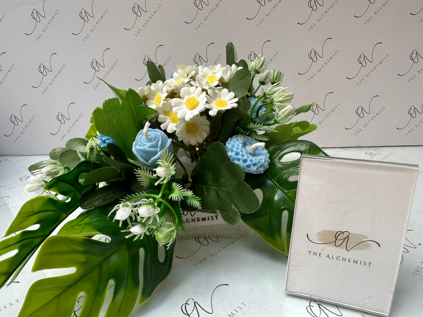 5 Flowers Bouquet - green leaves- by the Alchemist