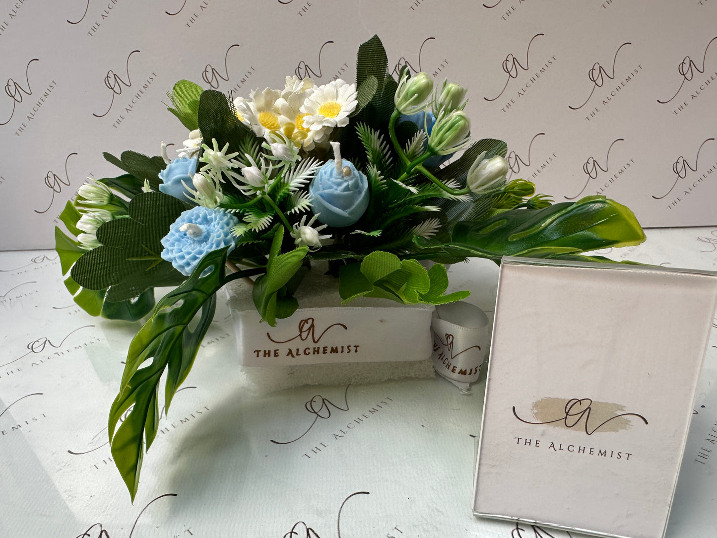 5 Flowers Bouquet - green leaves- by the Alchemist
